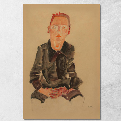 Ragazzo Seduto Con Le Mani Giunte Egon Schiele esh165 quadro stampato su tela