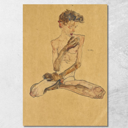 Ragazzo Seduto Egon Schiele esh166 quadro stampato su tela