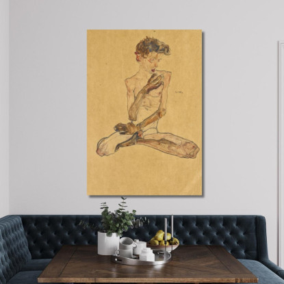 Ragazzo Seduto Egon Schiele esh166 quadro stampato su tela