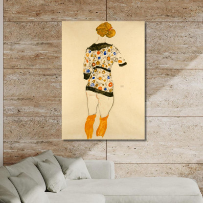 Donna In Piedi Con Camicetta A Motivi Egon Schiele esh179 quadro stampato su tela