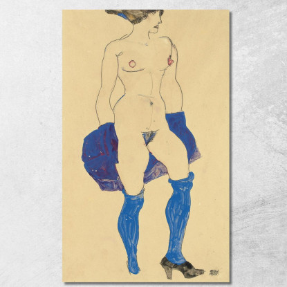 Donna In Piedi Con Scarpe E Calze Egon Schiele esh180 quadro stampato su tela