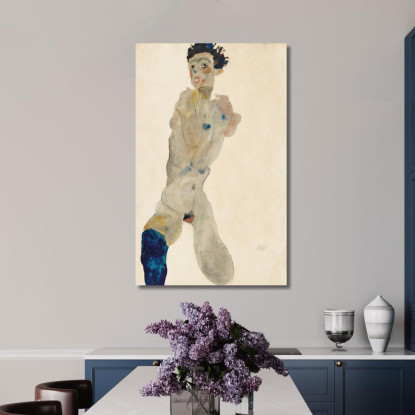 Nudo Maschile In Piedi Con Braccia Incrociate (Autoritratto) Egon Schiele esh182 quadro stampato su tela