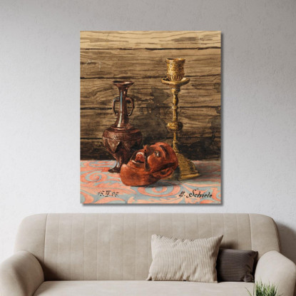 Natura Morta Con Candelabro Vaso E Maschera Egon Schiele esh185 quadro stampato su tela