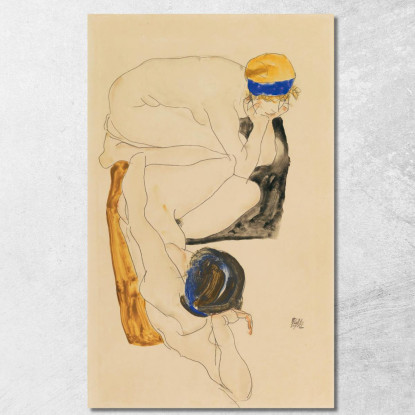 Due Figure Reclinate Egon Schiele esh196 quadro stampato su tela