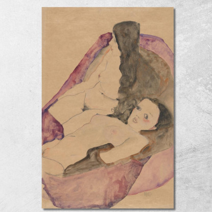 Due Nudi Reclinati Egon Schiele esh197 quadro stampato su tela