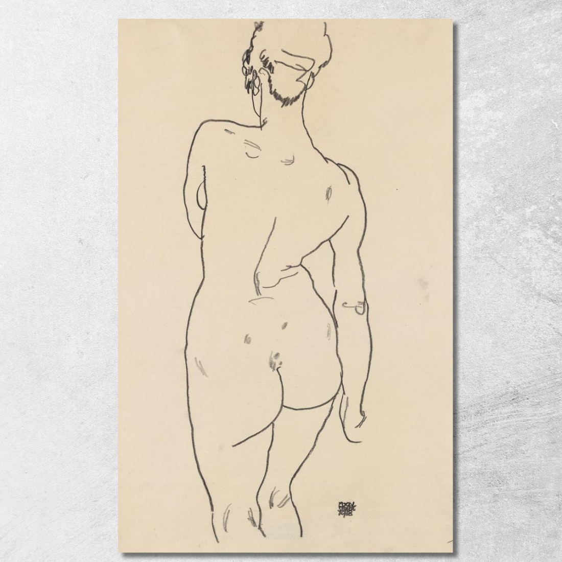 Nudo Femminile Di Schiena Egon Schiele esh204 quadro stampato su tela Nudo Femminile Di Schiena Egon Schiele esh204 quadro stampato su tela