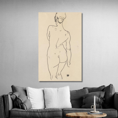 Nudo Femminile Di Schiena Egon Schiele esh204 quadro stampato su tela