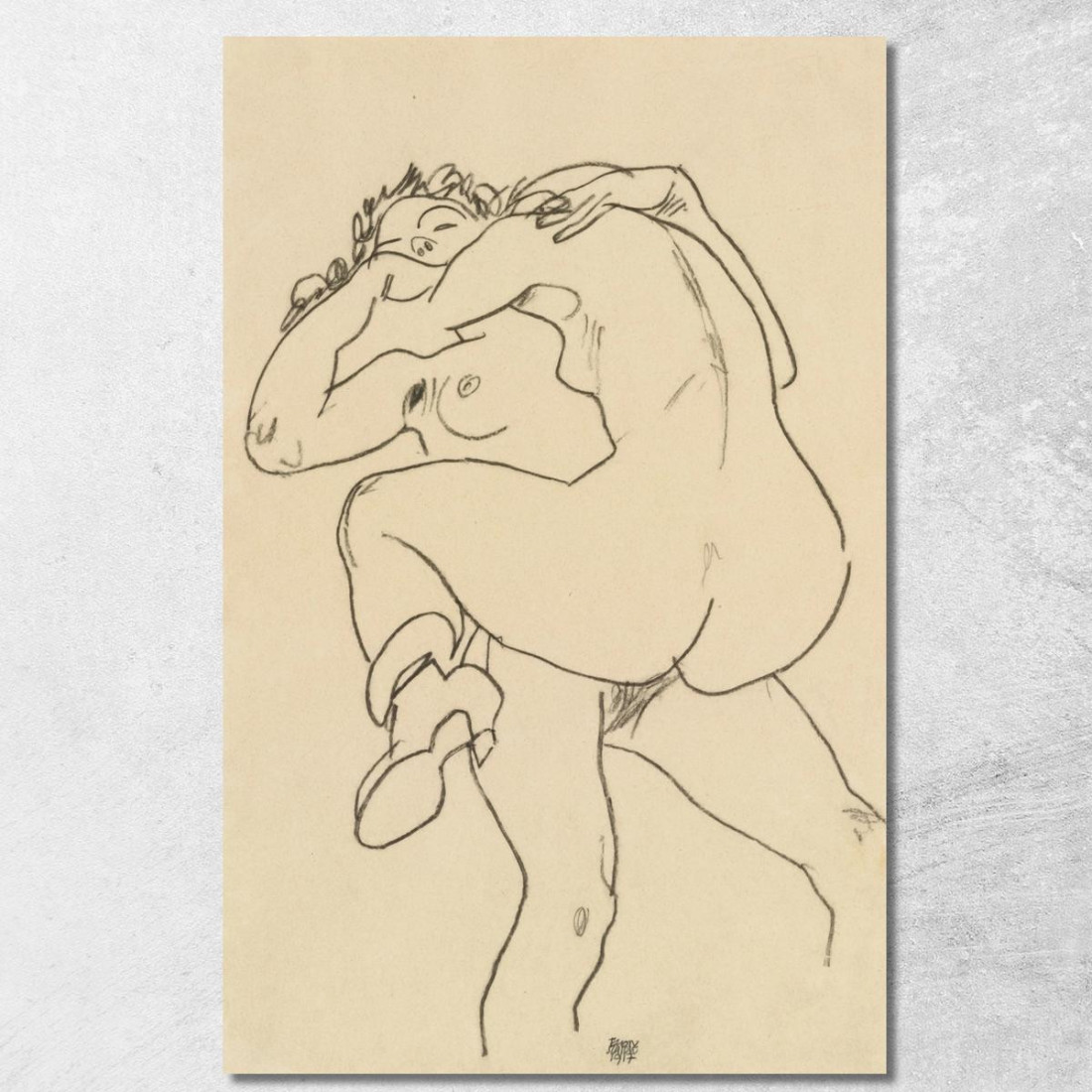 Due Amiche 2 Egon Schiele esh207 quadro stampato su tela Due Amiche 2 Egon Schiele esh207 quadro stampato su tela