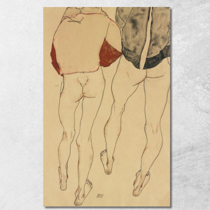 Due Seminudie Femminili In Piedi Egon Schiele esh208 quadro stampato su tela