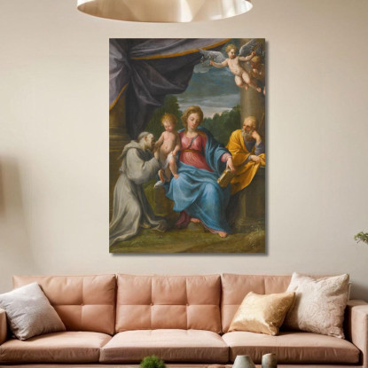 Sacra Famiglia Con San Francesco Guido Reni grn15 quadro stampato su tela