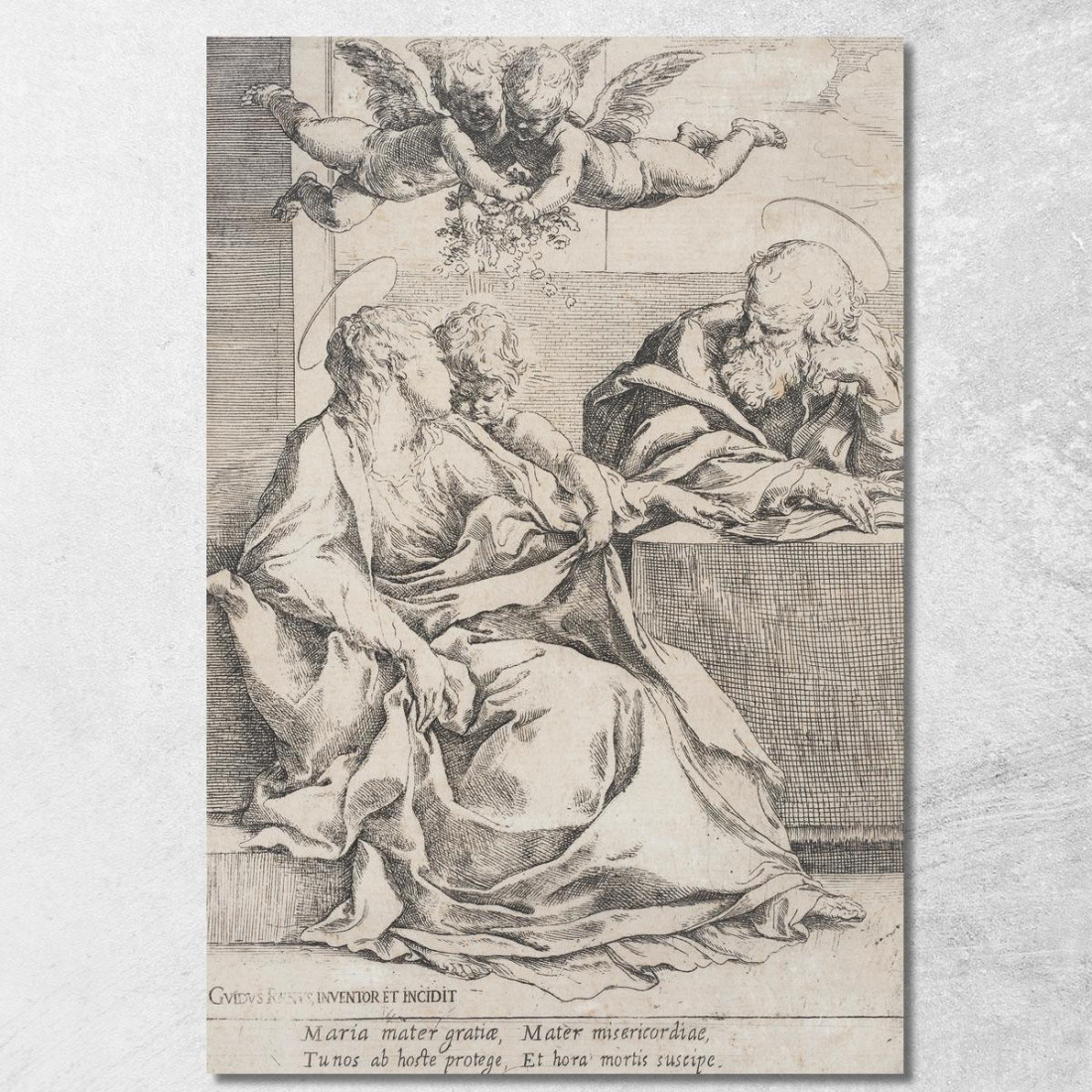 La Sacra Famiglia Con Due Angeli Guido Reni grn41 quadro stampato su tela La Sacra Famiglia Con Due Angeli Guido Reni grn41 quadro stampato su tela