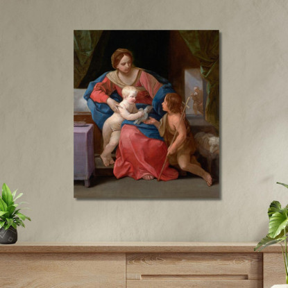 Vergine Con Il Bambino E San Giovanni Battista Guido Reni grn49 quadro stampato su tela