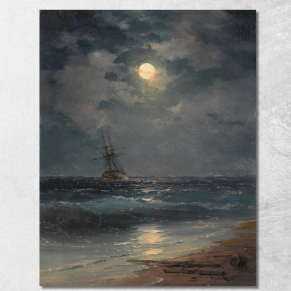 Nave Al Chiaro Di Luna Ivan Konstantinovich Aivazovsky ika28 quadro stampato su tela