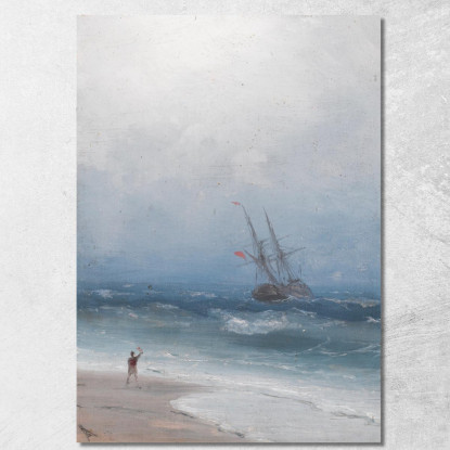 Costa In Tempesta Ivan Konstantinovich Aivazovsky ika36 quadro stampato su tela