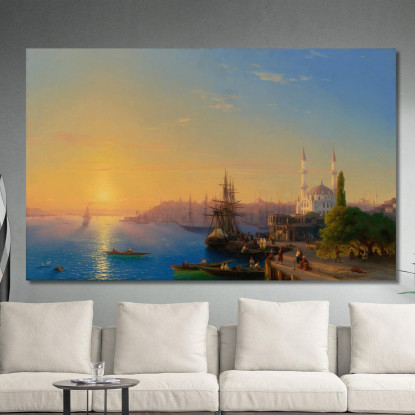 Veduta Di Costantinopoli E Del Bosforo Ivan Konstantinovich Aivazovsky ika52 quadro stampato su tela