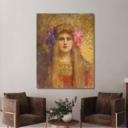 Ritratto Di Donna Con Turbante Fiorito Léon François Comerre lfc21 quadro stampato su tela