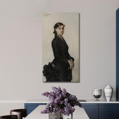 Ritratto Di Jacqueline Comerre-Paton In Abito Nero Léon François Comerre lfc22 quadro stampato su tela