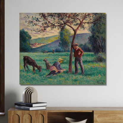 Bessy-Cur-Cure Paesaggio Con Melo Maximilien Luce mlc9 quadro stampato su tela
