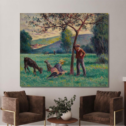 Bessy-Cur-Cure Paesaggio Con Melo Maximilien Luce mlc9 quadro stampato su tela
