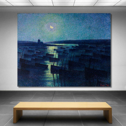 Camaret Chiaro Di Luna E Barche Da Pesca Maximilien Luce mlc14 quadro stampato su tela