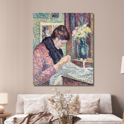 Donna Che Cuce Maximilien Luce mlc21 quadro stampato su tela