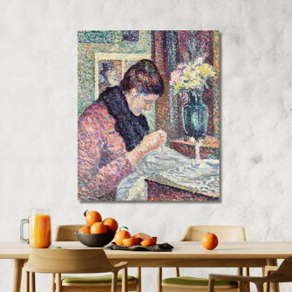 Donna Che Cuce Maximilien Luce mlc21 quadro stampato su tela
