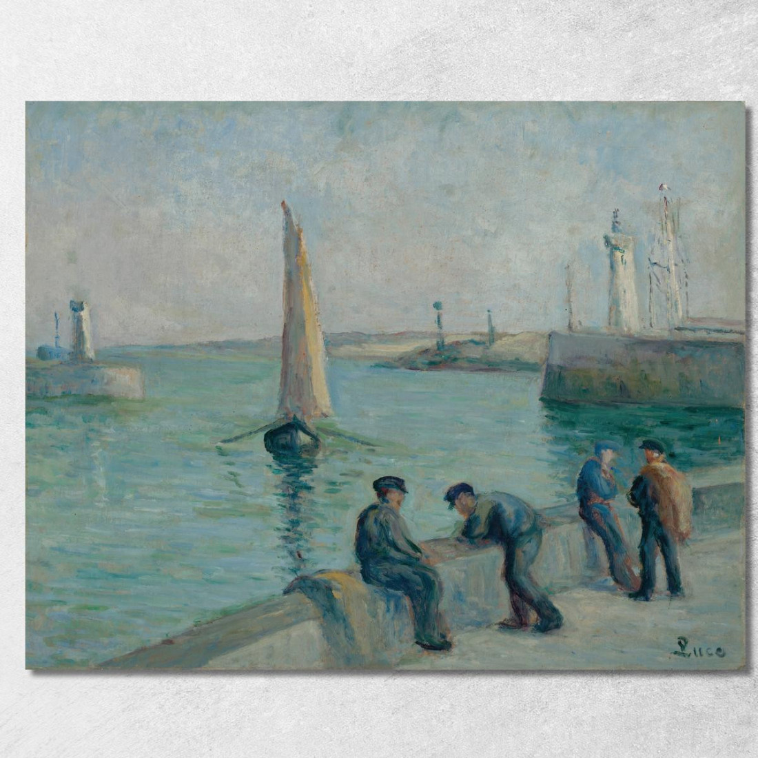 Honfleur Pescatori Sul Porto Maximilien Luce mlc24 quadro stampato su tela Honfleur Pescatori Sul Porto Maximilien Luce mlc24 quadro stampato su tela