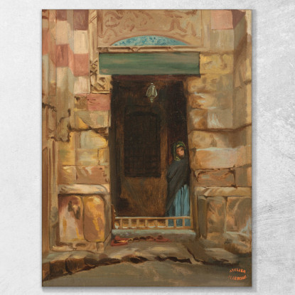 Donna Araba In Una Porta Jean-Léon Gérôme jlg14 quadro stampato su tela