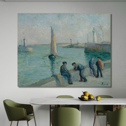Honfleur Pescatori Sul Porto Maximilien Luce mlc24 quadro stampato su tela