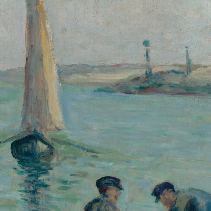 Honfleur Pescatori Sul Porto Maximilien Luce mlc24 quadro stampato su tela