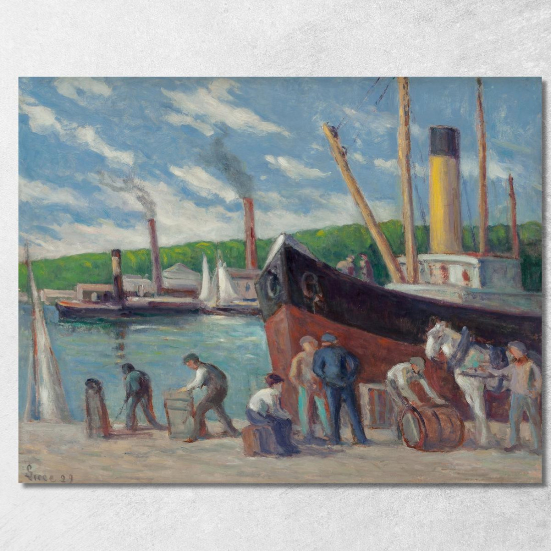 Honfleur Rimorchiatore All’Ormeggio Maximilien Luce mlc25 quadro stampato su tela Honfleur Rimorchiatore All’Ormeggio Maximilien Luce mlc25 quadro stampato su tela