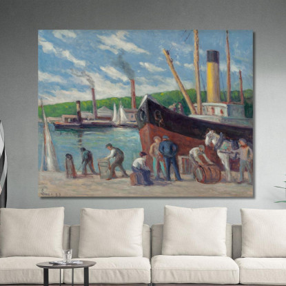 Honfleur Rimorchiatore All’Ormeggio Maximilien Luce mlc25 quadro stampato su tela