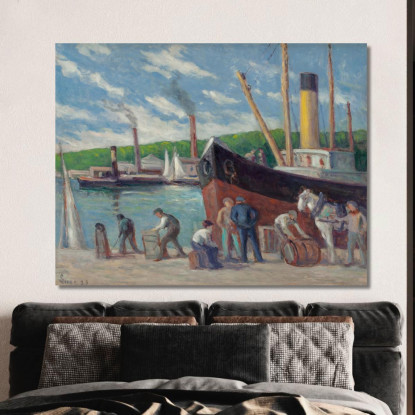 Honfleur Rimorchiatore All’Ormeggio Maximilien Luce mlc25 quadro stampato su tela