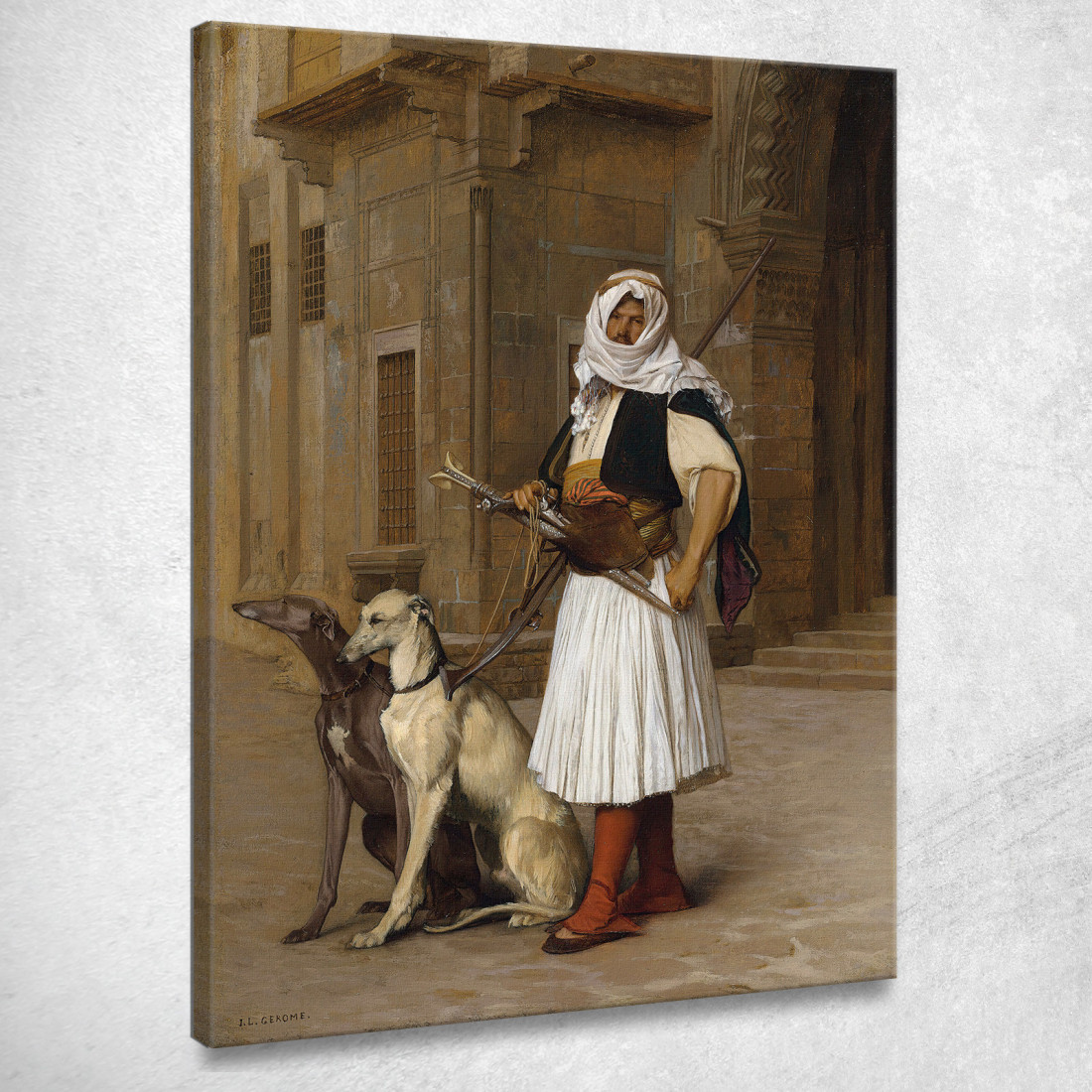 Arnaut E Due Whippet Jean-Léon Gérôme jlg15 quadro stampato su tela Arnaut E Due Whippet Jean-Léon Gérôme jlg15 quadro stampato su tela