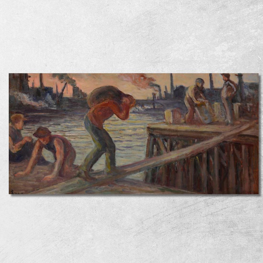 Lo Scarico Della Chiatta Maximilien Luce mlc39 quadro stampato su tela Lo Scarico Della Chiatta Maximilien Luce mlc39 quadro stampato su tela