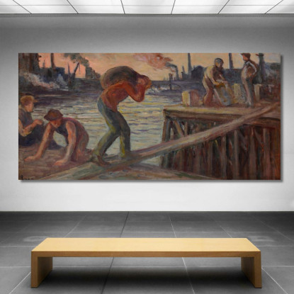 Lo Scarico Della Chiatta Maximilien Luce mlc39 quadro stampato su tela