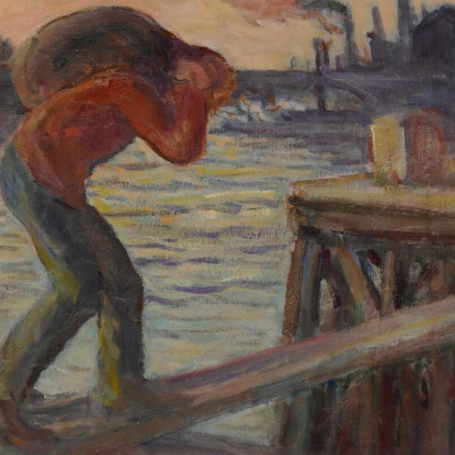 Lo Scarico Della Chiatta Maximilien Luce mlc39 quadro stampato su tela