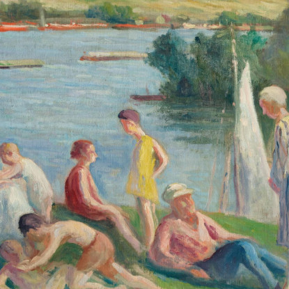 Méricourt Una Domenica Sulla Riva Della Senna Maximilien Luce mlc73 quadro stampato su tela
