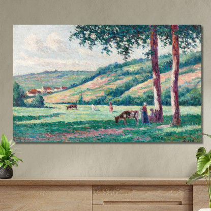 Paesaggio Con Pastorelle E Mandriani Maximilien Luce mlc80 quadro stampato su tela