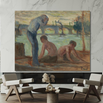 Personaggi Sulla Riva Della Senna Maximilien Luce mlc87 quadro stampato su tela