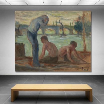 Personaggi Sulla Riva Della Senna Maximilien Luce mlc87 quadro stampato su tela