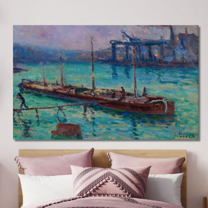 Chiatta Sulla Riva Della Senna Maximilien Luce mlc94 quadro stampato su tela