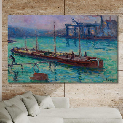 Chiatta Sulla Riva Della Senna Maximilien Luce mlc94 quadro stampato su tela
