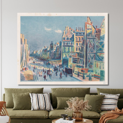 Rue Réaumur Maximilien Luce mlc103 quadro stampato su tela