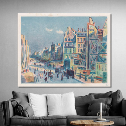 Rue Réaumur Maximilien Luce mlc103 quadro stampato su tela