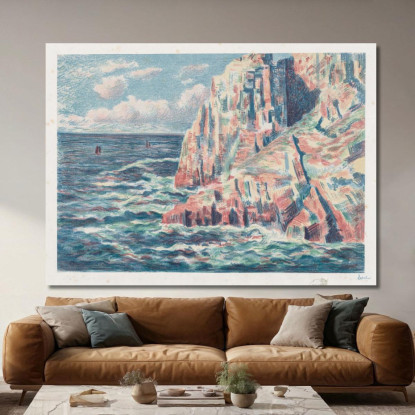 Il Mare A Camaret Le Rocce Rosse Maximilien Luce mlc111 quadro stampato su tela