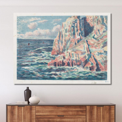 Il Mare A Camaret Le Rocce Rosse Maximilien Luce mlc111 quadro stampato su tela