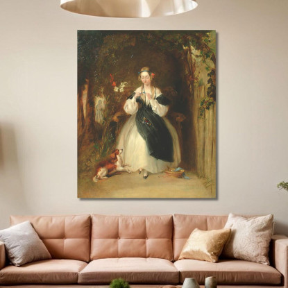 Una Giovane Donna Che Intreccia I Capelli William Powell Frith wpf2 quadro stampato su tela