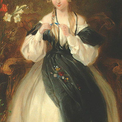Una Giovane Donna Che Intreccia I Capelli William Powell Frith wpf2 quadro stampato su tela