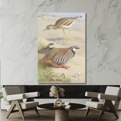 Un Occhione E Una Coppia Di Pernici Francesi Archibald Thorburn ath14 quadro stampato su tela